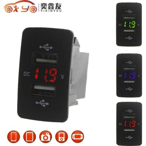 DC 12-24V Dual USB Port Car Charger Cigarette Lighter Socket Power Adapter with LED Digital Voltmeter Meter Monitor For Honda