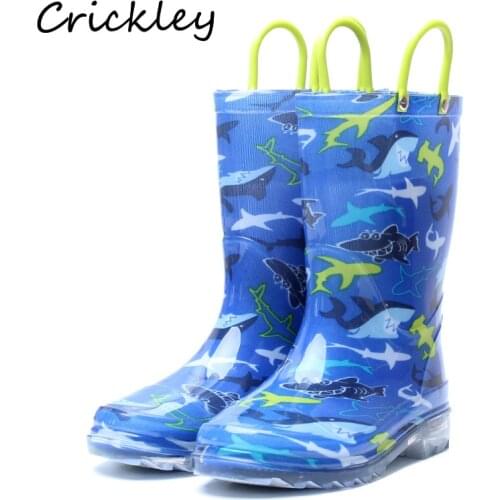 Cute Cartoon Shark Boys Girls Rain Boots PVC Unicorn Rainboots For Children Water Shoes Waterproof Anti Slip Kids Rain Shoes