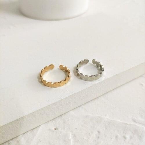 Gold Silver Color Linked Chain Circle Rings Round Geometric Open Rings for Women Minimalist Stacking Rings Adjustable 2020 New