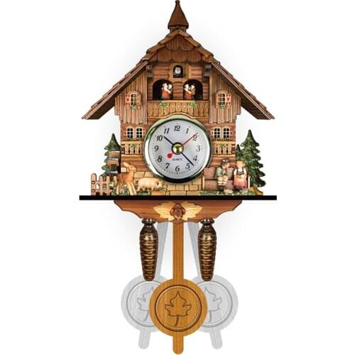 Wooden Wall Cuckoo Cuckoo Wall Clock Chime Alarm Clock Retro Wooden Living Room Clock Promotional Products