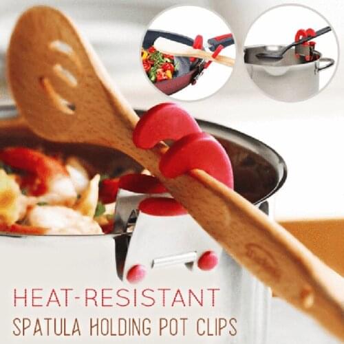 Stainless Steel Edge Clamp Scald Proof Spoon Holder Rubber Clip For Pot Side Bracket Prevent Scalding Without Hurting Hands