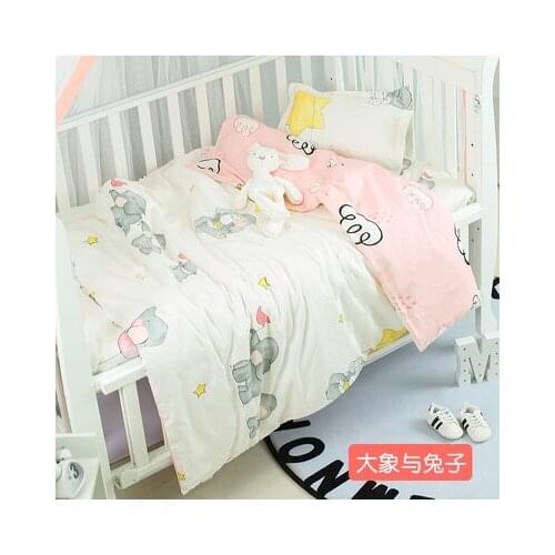 Elephant pink cloud Baby Bedding Set Cartoon Pattern Reactive Printing Breathable For Girl,Duvet/Sheet/Pillow, with filling