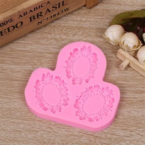 DIY 3D Lace Photo Frame Silicone Sugarcraft Homemade Mold Chocolate Candy Cookie Cake Fondant Mould Bakeware Pastry Baking Tools