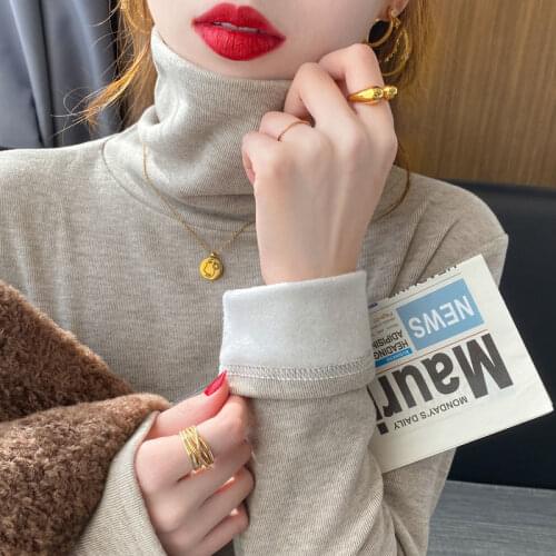 Double-Sided Womens Autumn and Winter Turtleneck Top