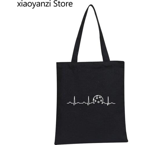 Pickleball Heartbeat Eco Reusable Shoulder Bags Funny Cute EKG Love Player Gift Women Brand Student Books Bags Shopping Bag