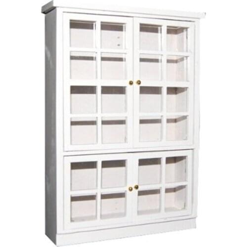 FBIL-1/12 Dollhouse Miniature Furniture Kitchen Dining Cabinet Display Shelf White