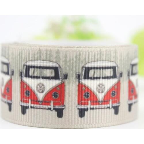 Cartoon mini bus printed grosgrain ribbon 9-75mm DIY handmade materials hair accessories wedding gift wrap tape ribbons