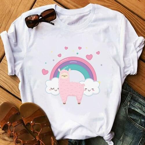 Female Casual Short Sleeve Graphic Tops Summer Women T-shirts Grass Mud Horse cartoon Print tshirt women No Prob Llama T-Shirt