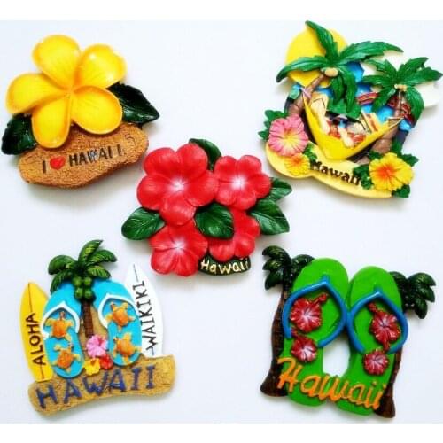 Handmade Painted Hawaii Surfboard Sandals Resin 3D Fridge Magnet Tourism Souvenirs Refrigerator Magnetic Stickers Home Decor