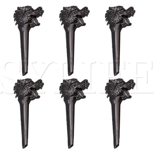6pcs 35x8mm Dragon Head Guitar Strings Fixed Cone Bridge Pins Black