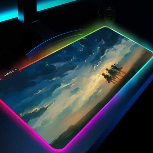 Attack on Titan Gaming Mouspad Game Mat Gamer Accessories Keyboard Anime Pad for Mouse Mat with Rgb Slipmat Led Backlit Mat