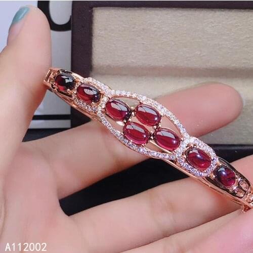KJJEAXCMY fine jewelry natural garnet 925 sterling silver new women hand bracelet wristband support test luxury