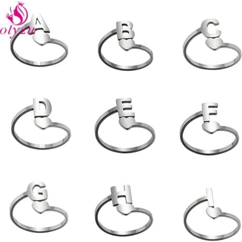 2020 New Fashion Cool Stainless Steel Adjustable 26 Initials Ring for Women Simple High Quality Jewelry Gifts for Men Steampunk