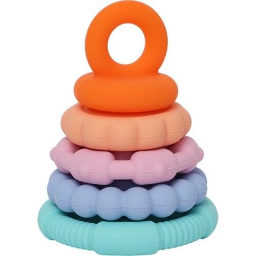 Silicone Stacker Block Kid DIY Educational Toy BPA Free Silicone Teether Toys for Kids Toddler Food Grade Silicone