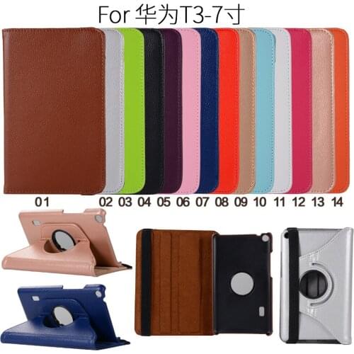 360 Degree Rotating Flip Stand Leather Coque Skin Capa Case For Huawei MediaPad T3 7 Wifi BG2-W09 7.0" Tablet Funda Cover Shell