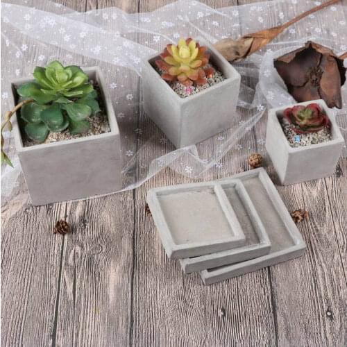 Square Concrete Plate Silicone Mold Nordic Original Ornaments Handmade Cement Tray Mould