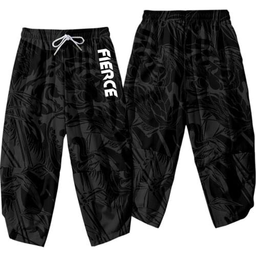 Summer Fashion Brand Prajna Evil Ghost Series Comfortable Printing Loose Low Waist Beltless Thin Cropped Trousers