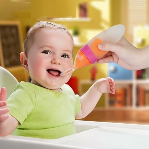 Baby Squeezing Feeding Spoon Silicone Training Scoop Rice Cereal Food Supplement Feeder Safe Tableware Medicine Extrusion Tools