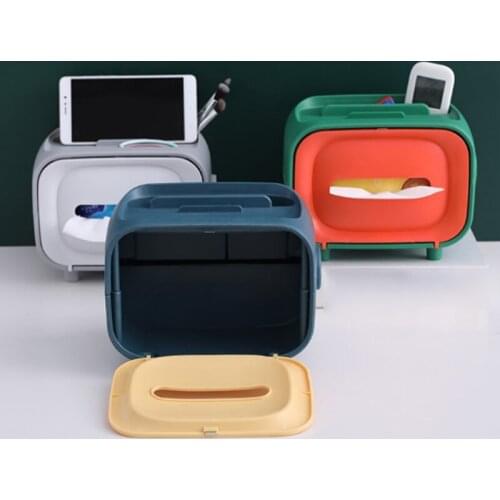 Multifunctional Tissue Box Desktop Pumping Box For Living Room Creative Cute Remote Storage Box For Home