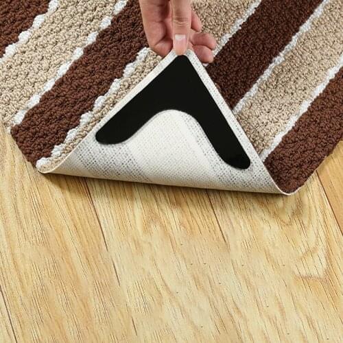 4 Pcs Reusable Non Slip Mat Fixed Non Slip Sticker Washable Carpet Tape Black Corner Mat Multi Purpose Double Sided Tape
