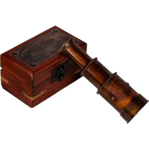 Pure copper retro telescope telescopic monocular collection antique ornaments