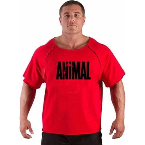 Men Loose Cotton Gym Shirt Sport T Shirt Men Short Sleeve Running Shirt Men Workout Training Tees Fitness Top Sport Bat T-shirt