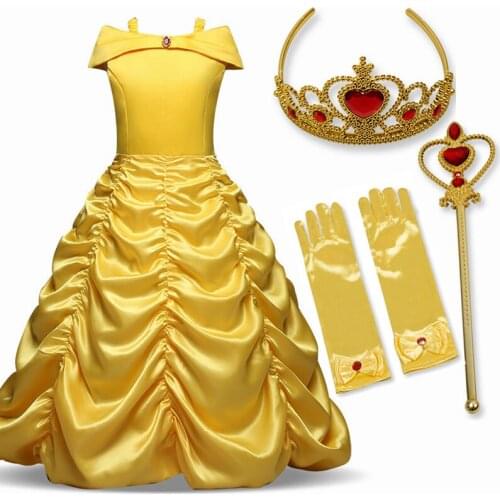 Princess Birthday Fancy Girls Dress Wedding Party Dresses For Girls Ball Gown Kids Children Clothing Magic Stick Crown