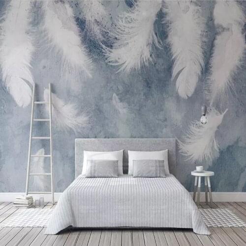 Custom Wall Cloth 3D Mural Modern Nordic Feather Art Background Wall Papers Home Decor For Living Room Papel De Parede 3D Mural