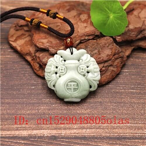 Natural White Chinese Jade Bat Pendant Vase Necklace Fashion Charm Jewelry Double-sided Hollow Carved Amulet Gifts for Her