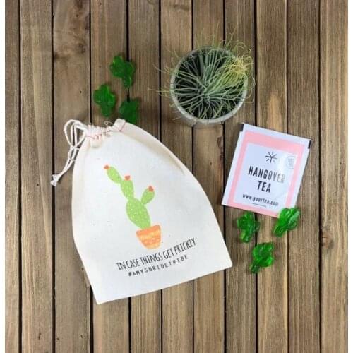 Personalized Cactus Desert wedding welcome bags, Bachelorette Hangover relief Kits Jewelry gift Bags muslin pouches gift bags