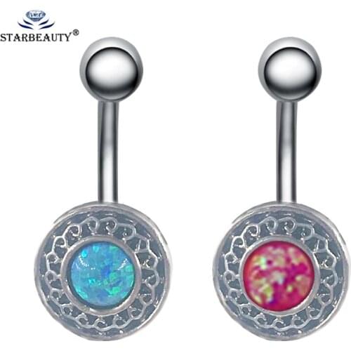New Arrival Vintage Opal Fashion Opal Belly Piercing 14G belly button rings surgical steel Body Jewelry Sexy Navel Piercing