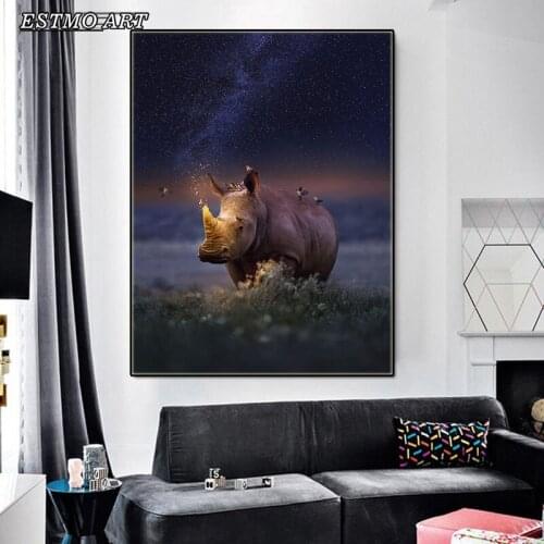 Abstract Art poster Elk Bull Rhino Elephant Tiger Canvas Painting Animal picture Nordic Room Decoration wall Modern art painting