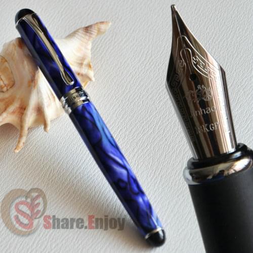FOUNTAIN PEN 0.7mm BROAD NIB NOBLE JINHAO X750 ROYAL BLUE MARBLE AND SILVER BLACK GOLDEN WINE CHAMGAGNE 15 COLORS FOR CHOOSE