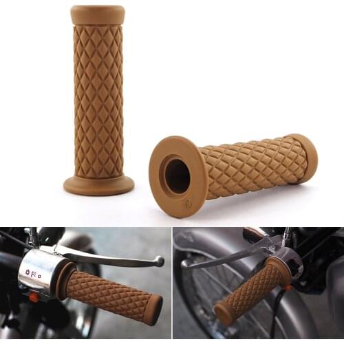 Motorcycle Handlebar Grip Retro Rubber Handle Bar Non Slip Unviersal Vintage Grip for 7/8" Handlebars for Yamaha Honda Kawasaki