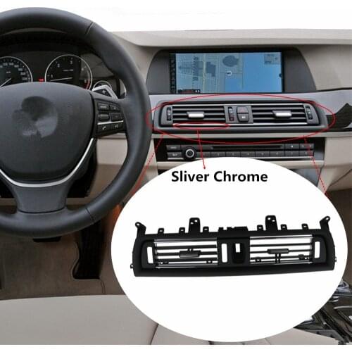 With Chrome Plate Front Console Grille Grill Dash AC Air Vent For BMW 5 F10 F11 F18 520i 523i 525i 528i 520 523 525 528 530 535