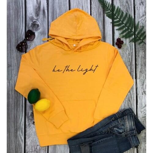 Be The Light Pure Cotton Hoodies Casual Long Sleeve Inspirational Pullover Religious Women Church Christian Hooded Sweatshirts