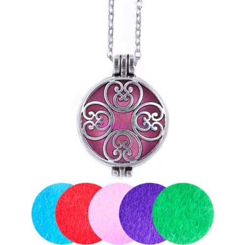 1pc Vintage Silver Color Plated Lockets Essential Oil Aromatherapy Diffuser Necklace Locket Perfume Personalize Necklaces