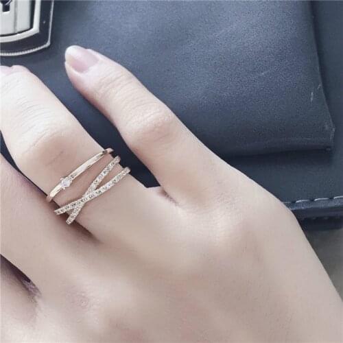 2020 Korean New Exquisite Cross Multi-layer Opening Ring Fashion Elegant Temperament Ring Female Jewelry