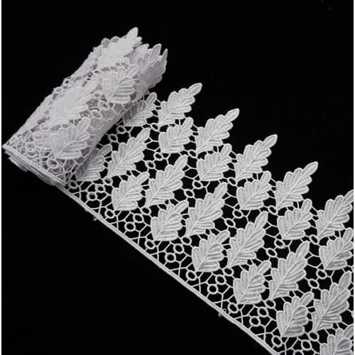 Cusack 1 yard 19.0 cm White LEAF Lace Trims Tape Costume Trimmings Ribbon for Home Textiles Polyester Lace Fabric