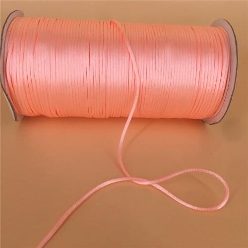 2mm X 20meters Rattail Satin Nylon Trim Cord Chinese Knot Pink Color for Braided String Jewelry Findings Beading Rope #R156