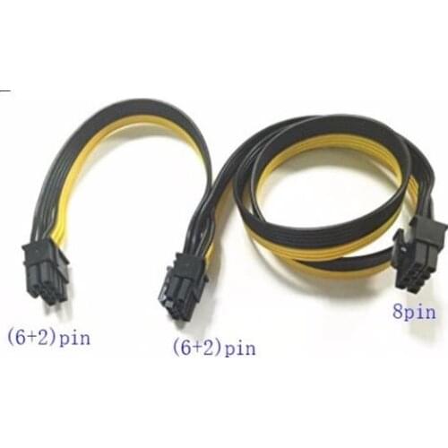 200pcs lots New style 8P Male to Dual 8P(6+2Pin) Male Power Cable Card 60cm+20cm Ribbon Cable UL1007-18AWG lowest pricei