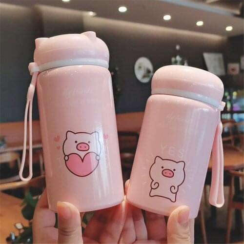 330ml Little Piggy Stainless Steel Vacuum Flask Thermos Coffee Mug Water Bottle For Girls Kids Tumbler Portable Tea Thermal Cup