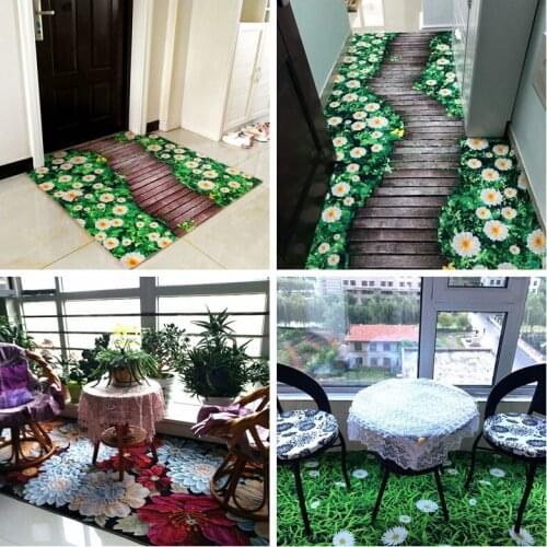3D creative door mat plant carpet printing Hallway Carpets Bedroom Living Room Tea Table Rugs Kitchen Bathroom Antiskid Mats