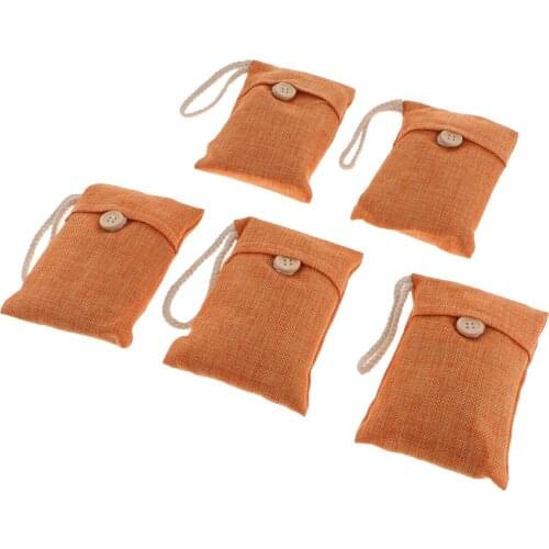 5 Pack x100g - Charcoal Deodorizer Odor Neutralizer Home & Car Freshener Bags, Bamboo Organic Activated Air Purifying Bags