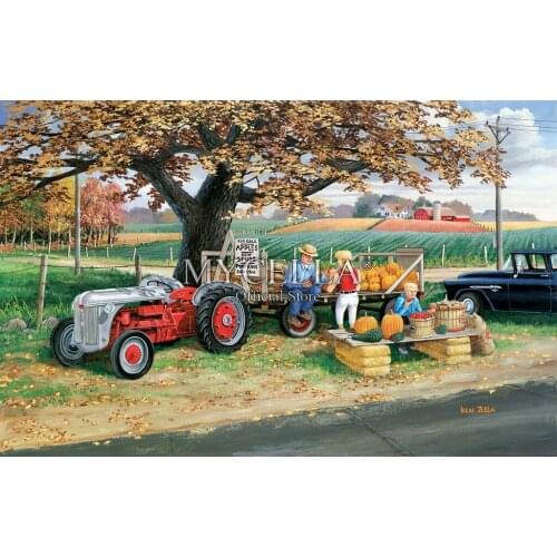 5d Diy Diamond Painting Harvest Time Farm People Fall Cross Stitch Diamond Embroidery Full Mosaic Home Decor Gifts Wall Stickers