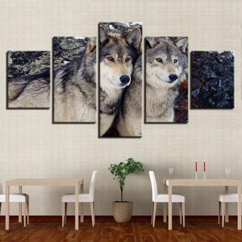 DIY Diamond Painting Wolves In The Forest 5 Piece Full Square Round Diamond Embroidery Multi Panel 5D Cross Stitch Rhinestones