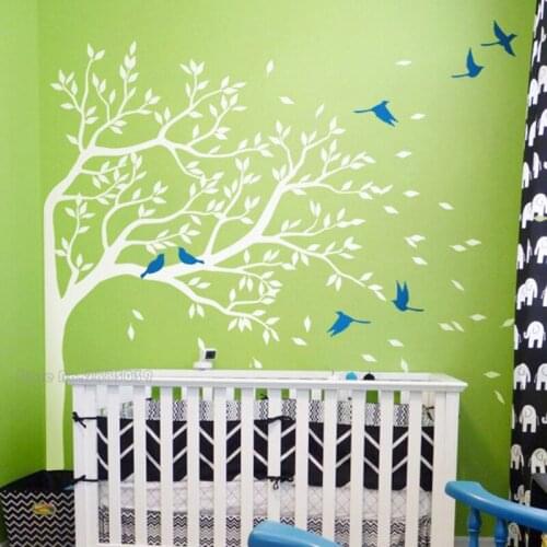Large Tree Birds Vintage Wall Decal Removable Nursery Mural Wall Stickers For Kids Living Room Decor Home Decor Wallpaper LL2053