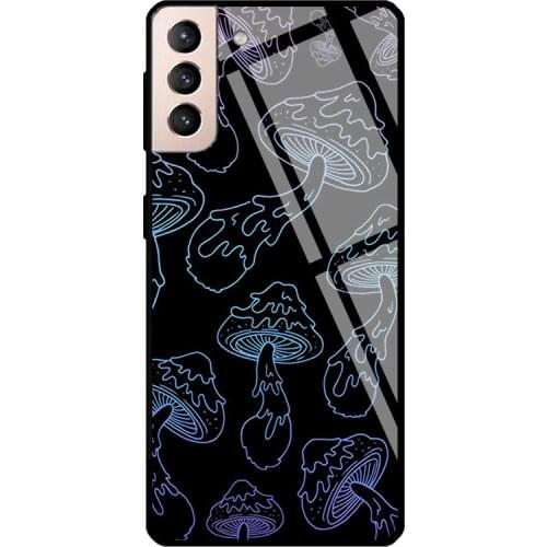 Pastel Goth Mushrooms Vaporwave Tempered Glass Case For Samsung Galaxy S21 Ultra Note 20 S8 S9 S10 Note 10 Plus S20 FE
