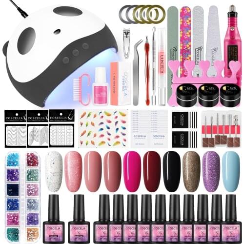 Gel Nail Polish Set For Manicure Set Soak Off UV Extension Gel Lamp Manicure Tools For Gel Varnish Pusher Nail Art Kit COSCELIA