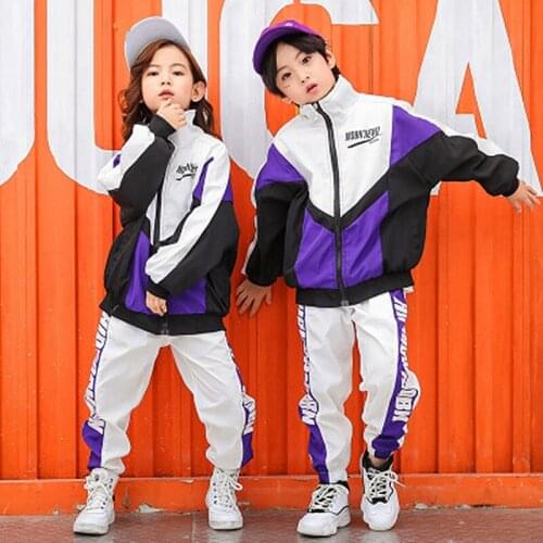 Kid Hip Hop Clothing Clothes Jazz Dance Costume Running Jacket Coat Tops Jogger Pants for Girls Boys Ballroom Dancing Streetwear